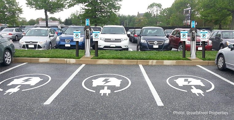 EV charging spots at Broadstreet Properties